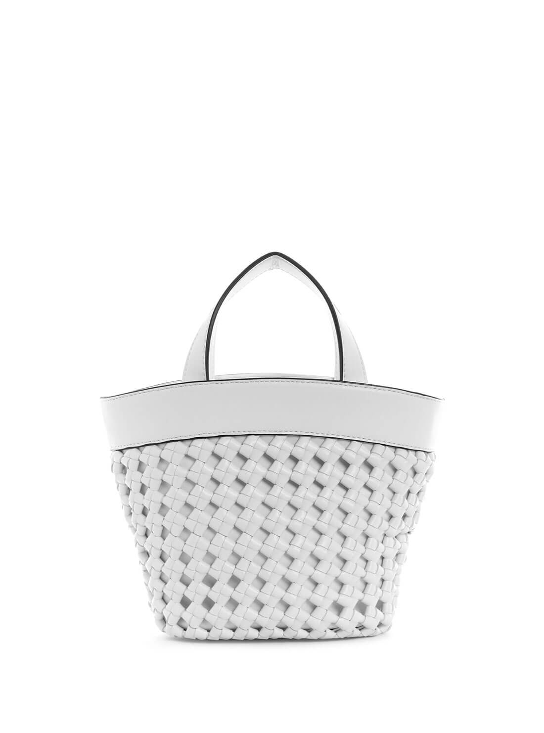 GUESS Womens White Sicilia Mini Tote Bag WG849075 Back View