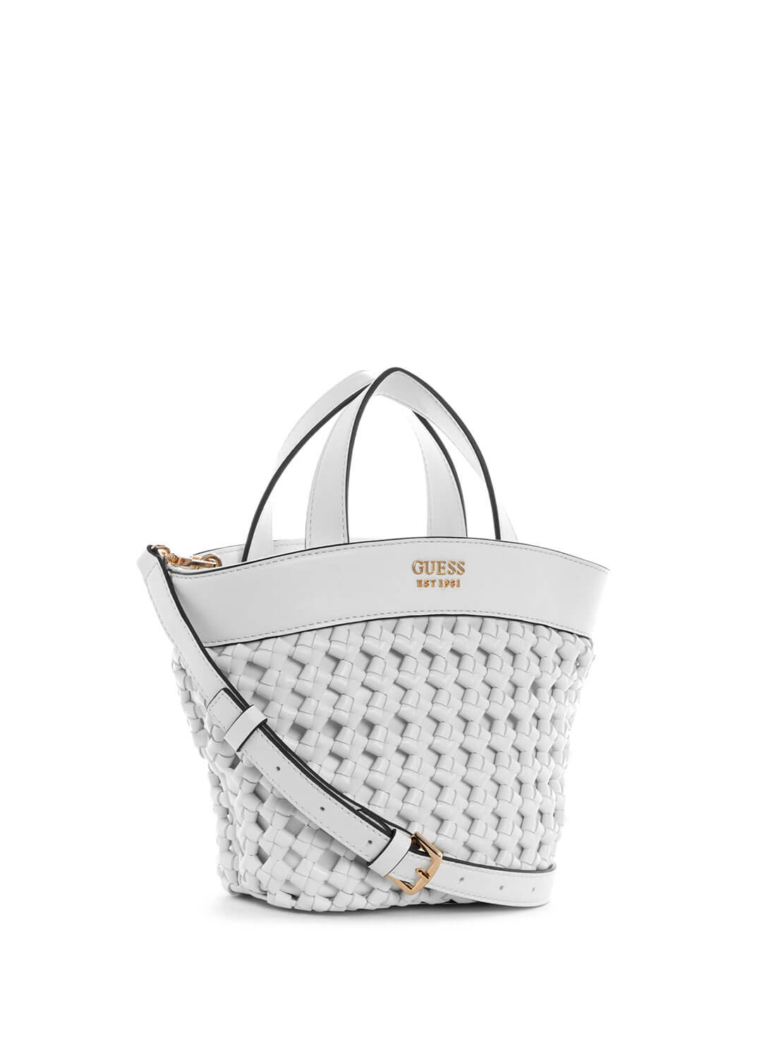 GUESS Womens White Sicilia Mini Tote Bag WG849075 Side View