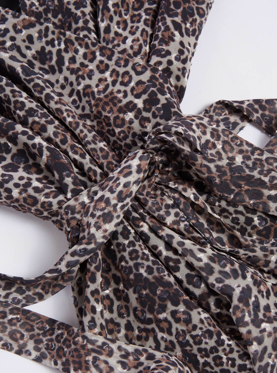 GUESS Womens Wild Cat Print Nina Wrap Midi Dress W2RK23WEE82 Detail View