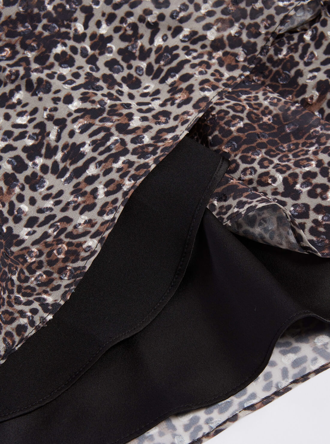 GUESS Womens Wild Cat Print Nina Wrap Midi Dress W2RK23WEE82 Detail Bottom View