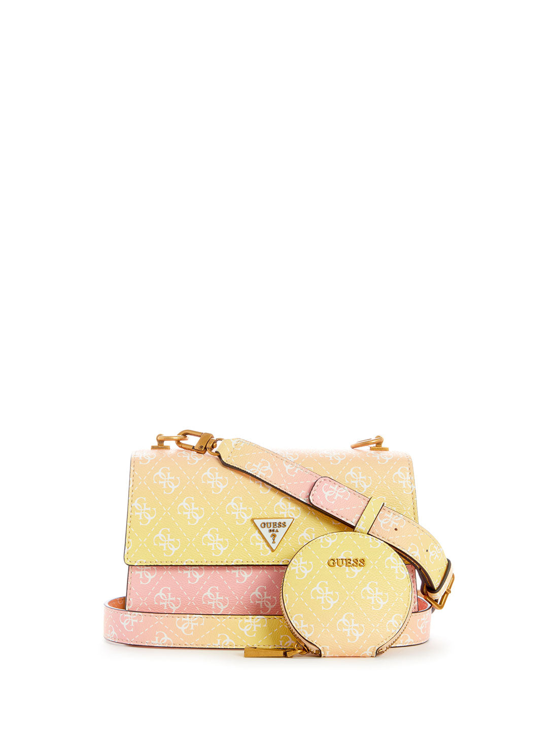 GUESS Womens Yellow Ombre Alexie Crossbody Bag SB841619 Front View