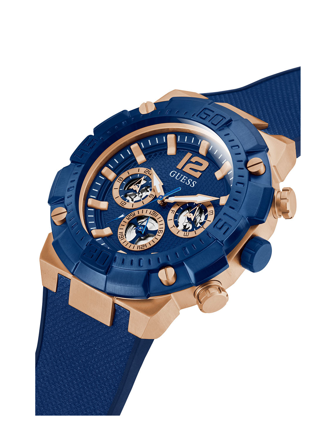 GUESS Mens Blue Navigator Watch GW0264G4 Angle View