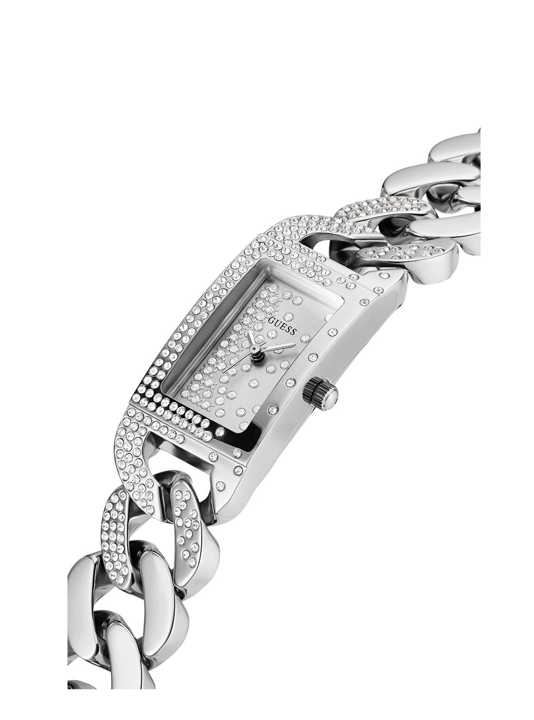 GUESS Womens Silver Starlit Glitz Multi-Chain Watch GW0298L1 Angle View