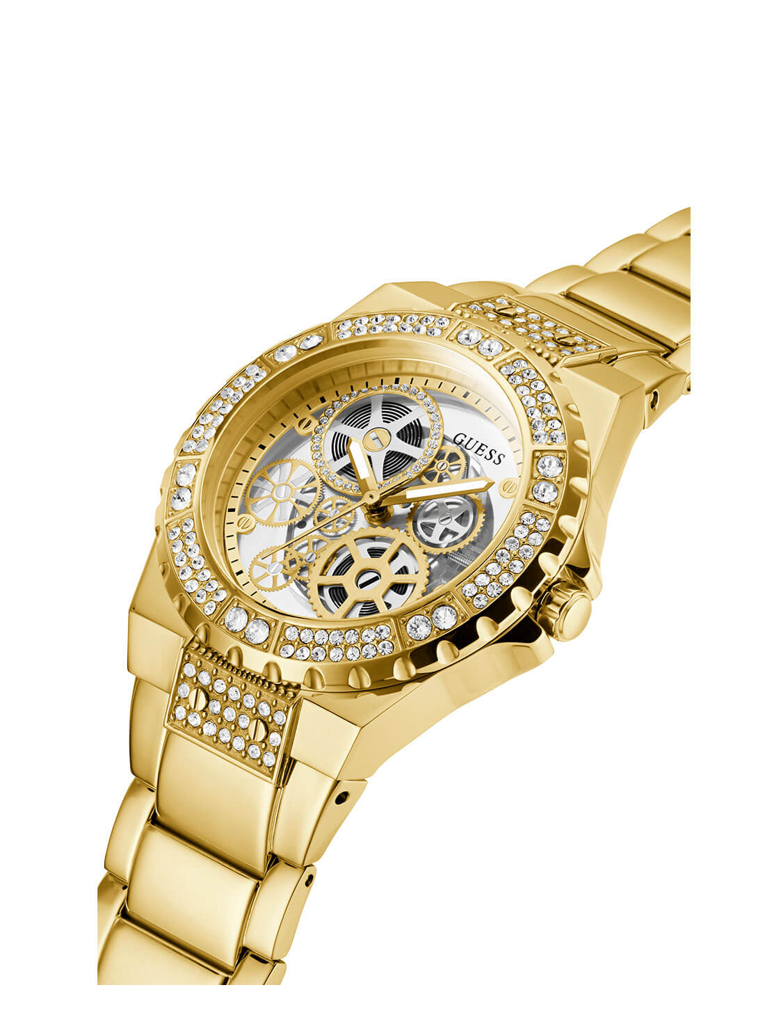 GUESS Womens Gold Glitz Reveal Watch GW0302L2 Angle View