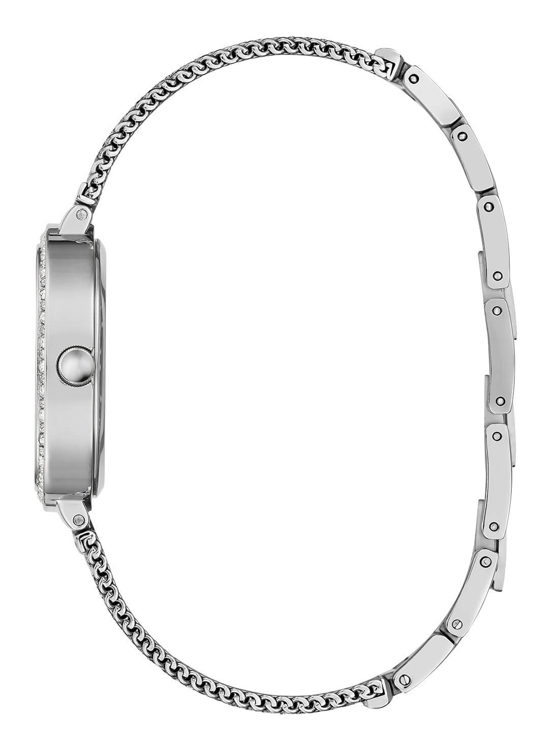 GUESS Womens Silver Tapestry Mesh Watch GW0304L1 Side View