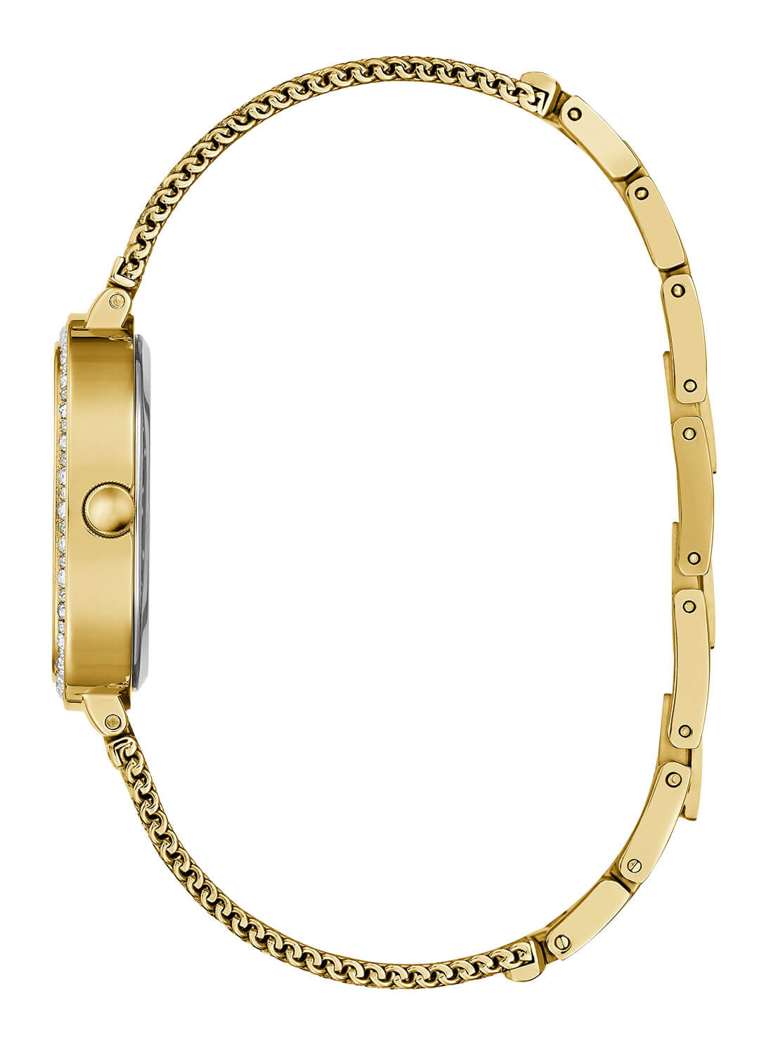 GUESS Women's Gold Tapestry Mesh Watch GW0304L2 Side View