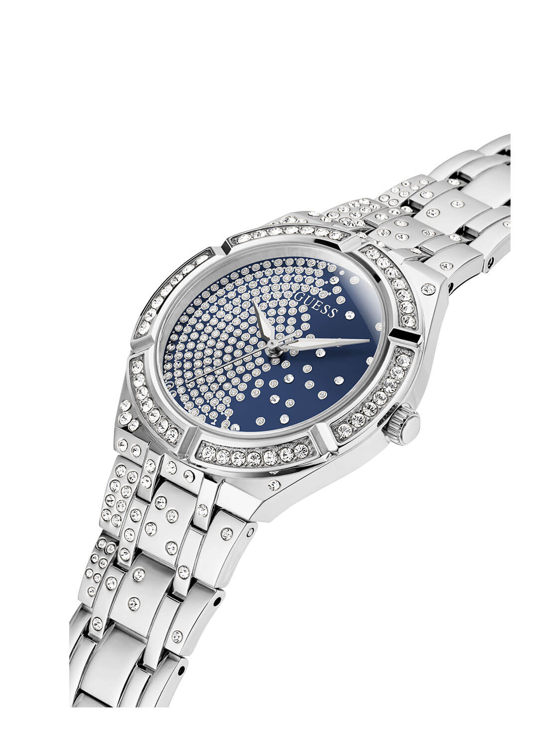 GUESS Womens Silver Glitz Afterglow Watch GW0312L1 Angle View