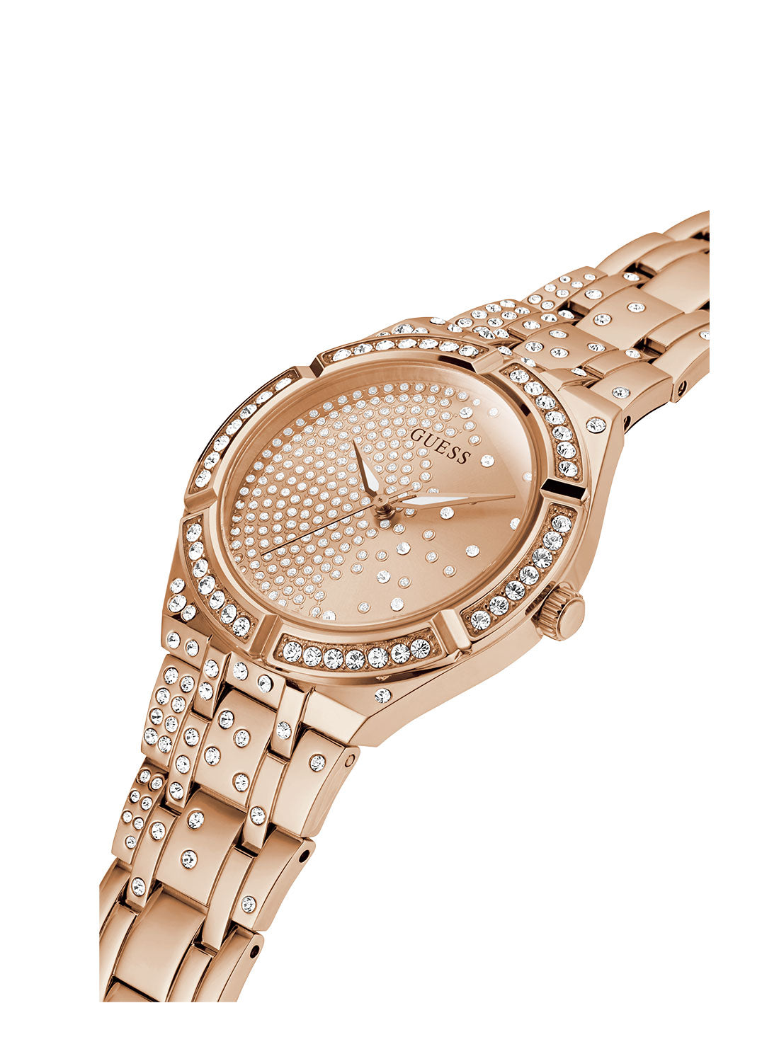 GUESS Women's Rose Gold Glitz Afterglow Watch GW0312L3 Angle View
