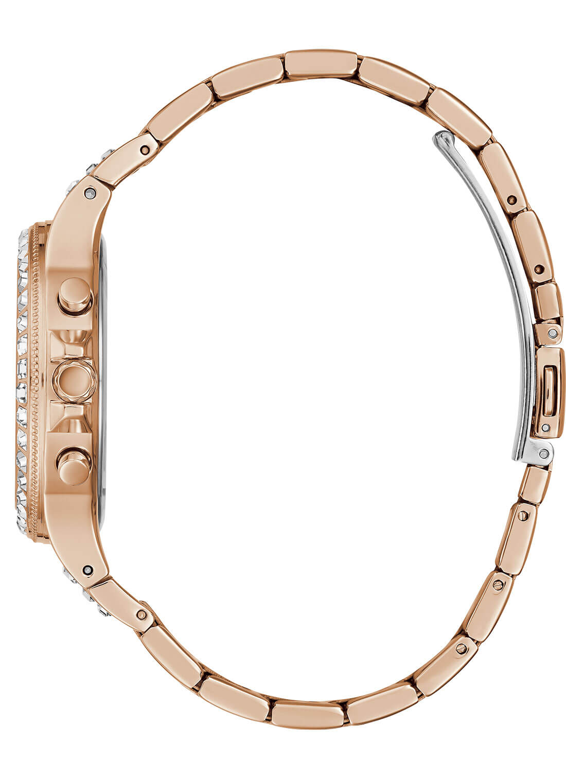 GUESS Women's Rose Gold Crystal Moonlight Watch GW0320L3 Side View