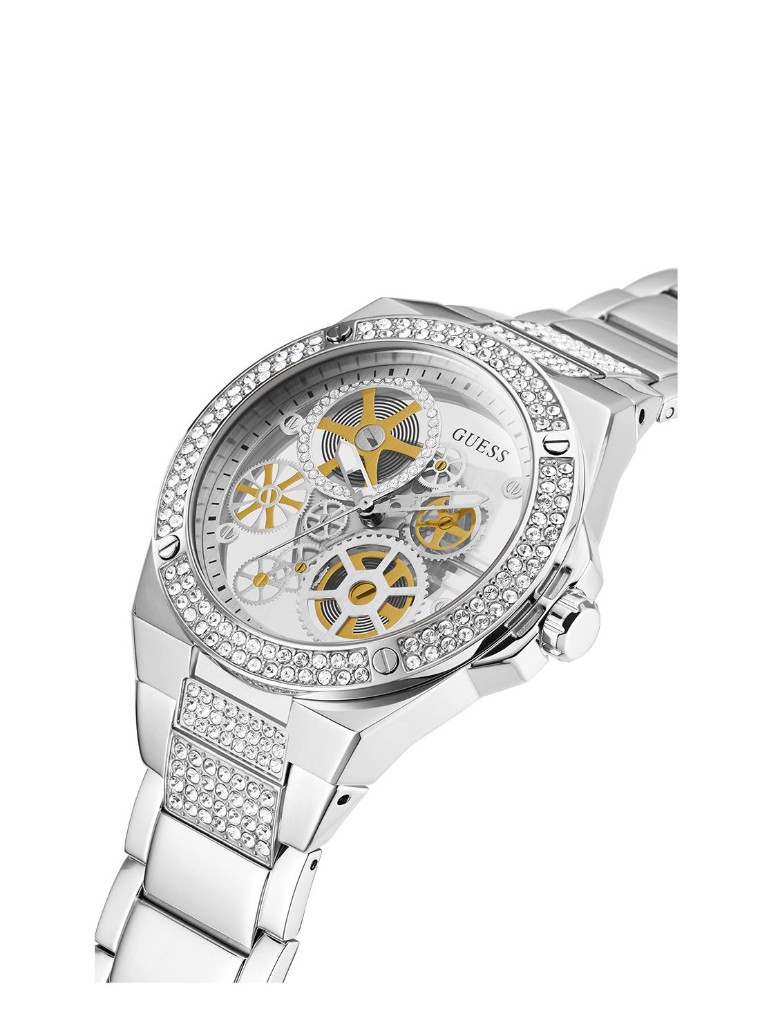GUESS Mens Silver Big Reveal Watch GW0323G1 Angle View