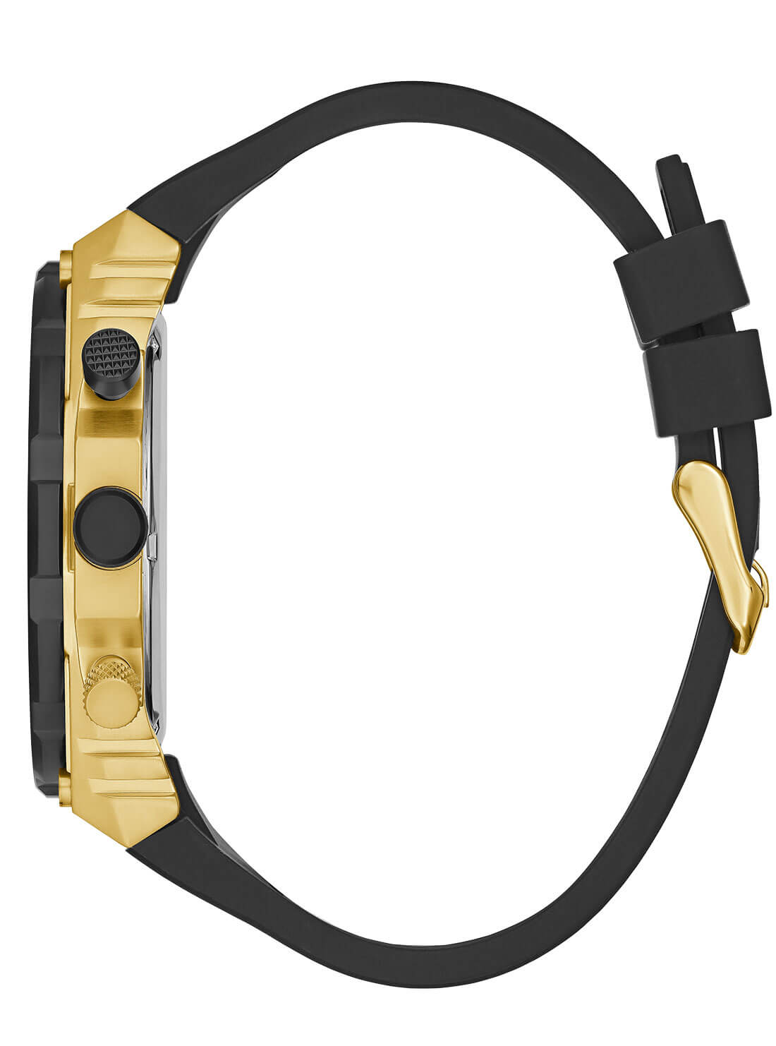 GUESS Mens Black and Gold Exposure Champ Watch GW0325G1 Side View