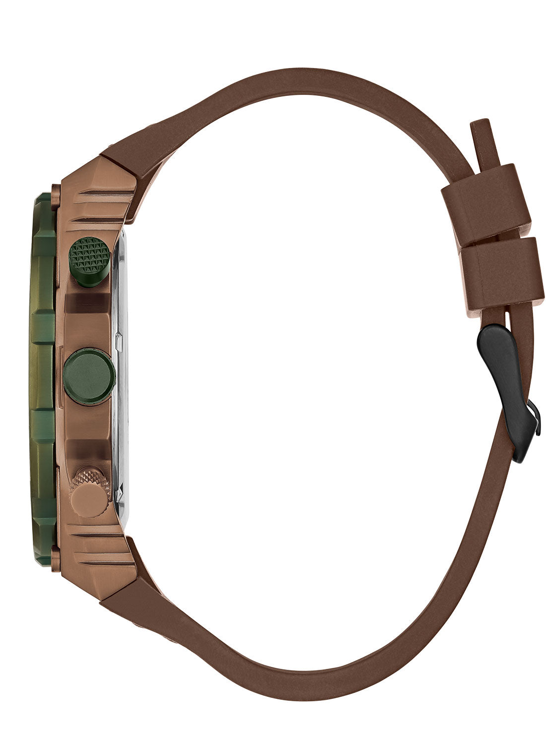 GUESS Mens Coffee Brown Venture Croco Watch GW0326G2 Side View