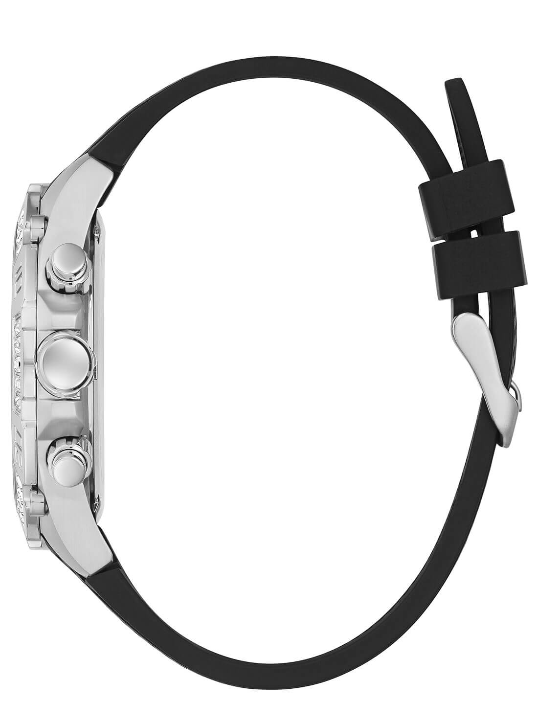 GUESS Mens Silver and Black Trophy Watch GW0333G1 Side View