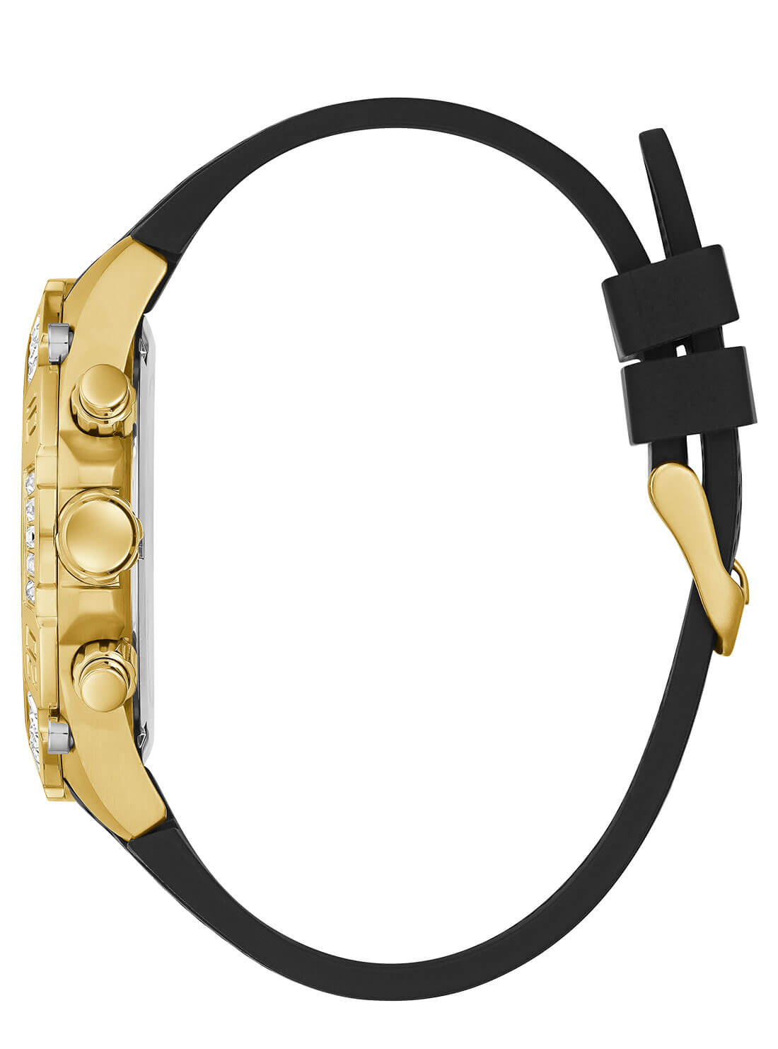 GUESS Mens Gold and Black Trophy Watch GW0333G2 Side View