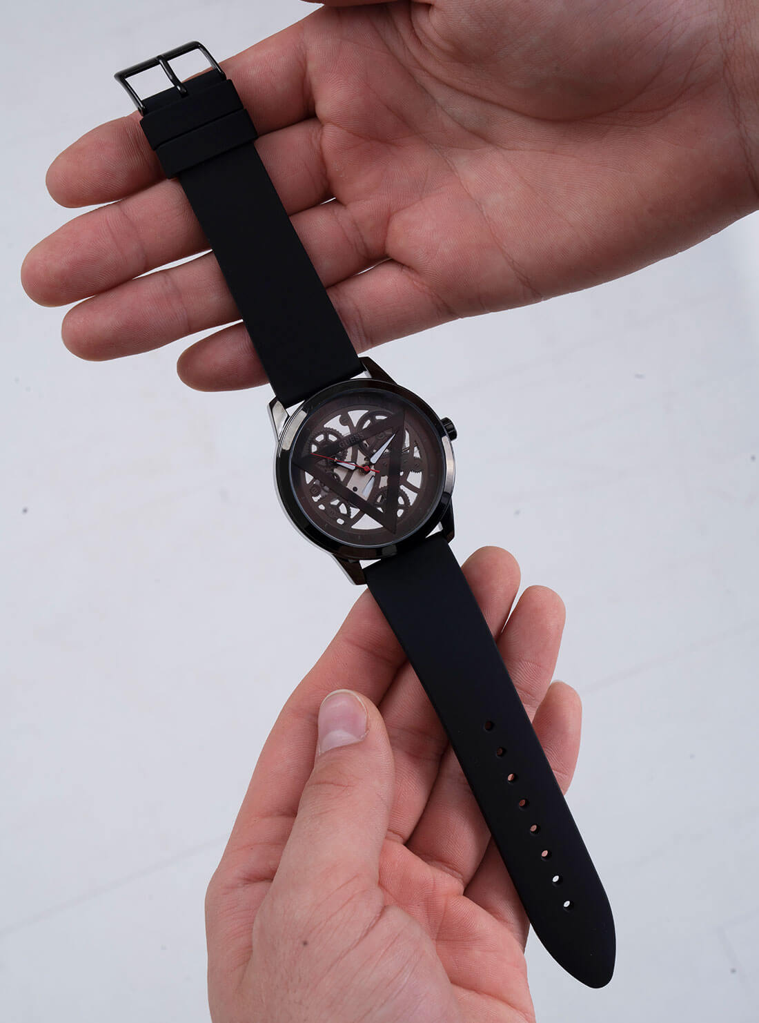 GUESS Mens Black Trilogy Leather Watch GW0337G1 Model View