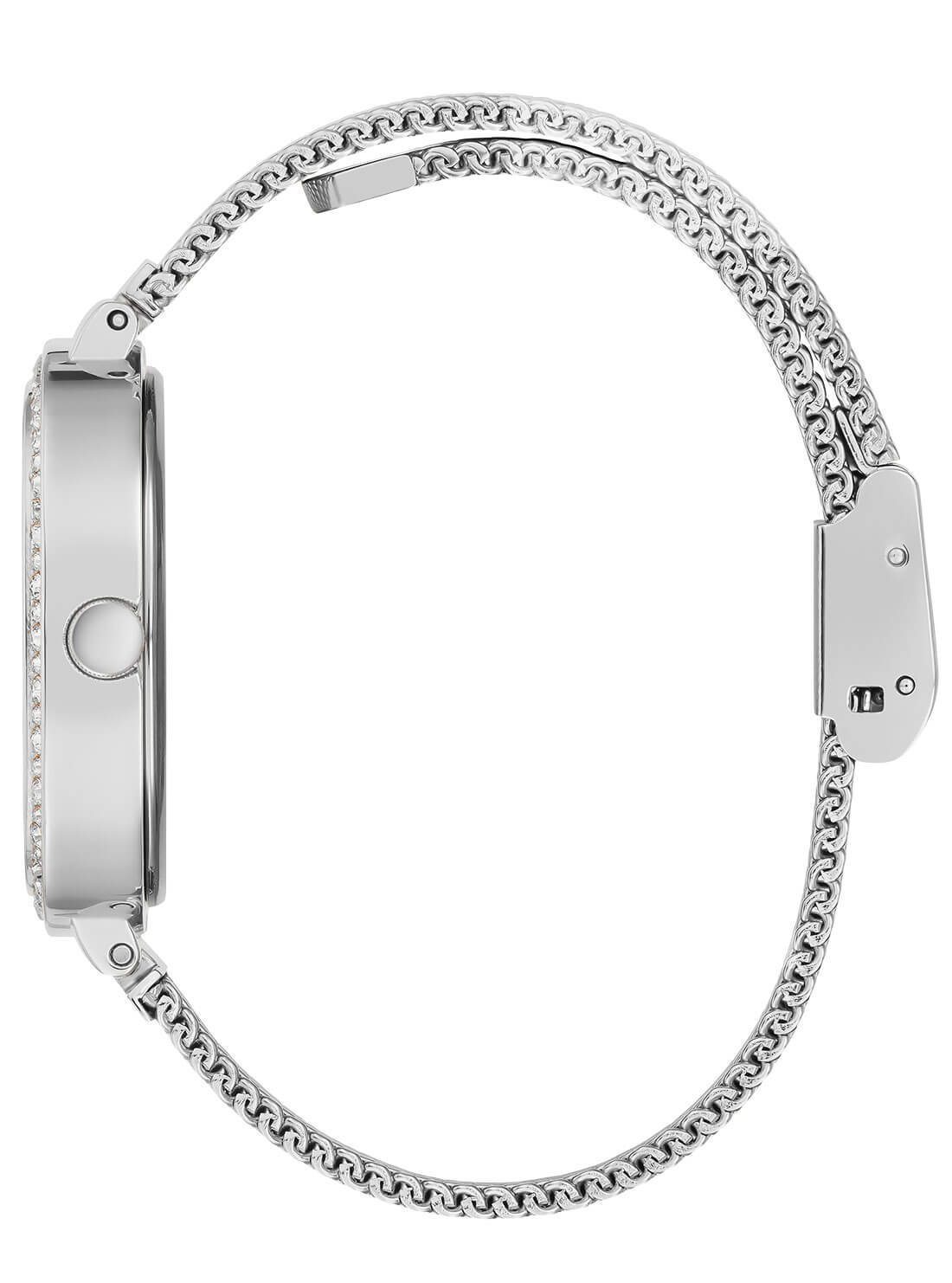 GUESS Womens Silver Square Tapestry Mesh Watch GW0354L1 Side View