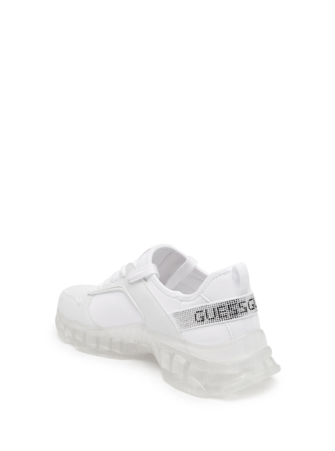 GUESS Womens White Manys Low Top Sneakers MANYS Back View