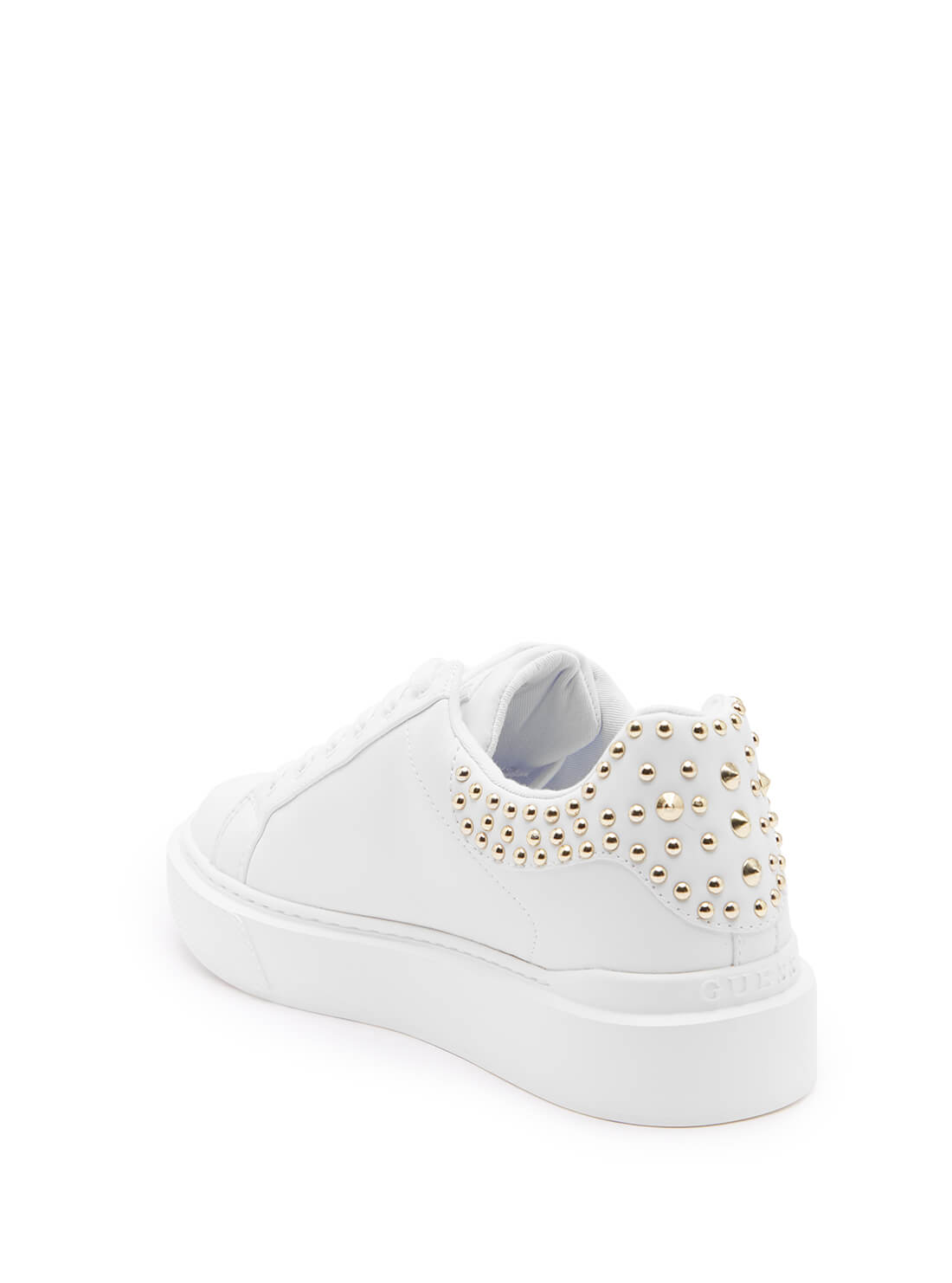GUESS Womens White Studded Hailia Low Top Sneakers HAILIA-A Back View