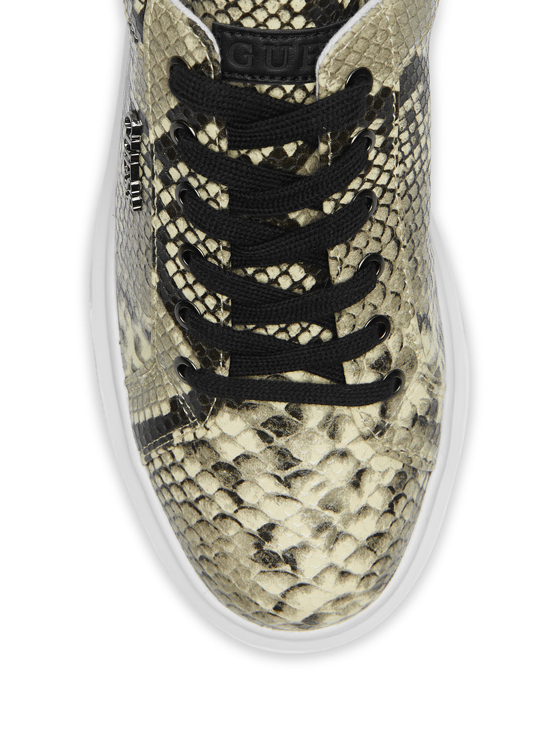 GUESS Womens Black Multi-Snake Studded Hailia Low Top Sneakers HAILIA_A Top View