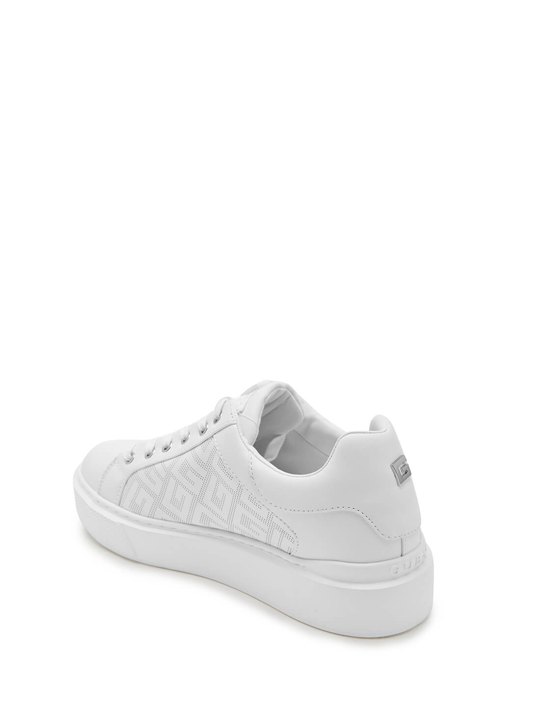 GUESS Womens White Ivee G-Logo Low Top Sneakers IVEE-A Back View