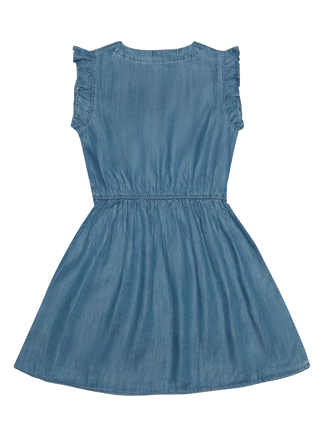 GUESS Big Girls Blue Denim Frill Dress Chambray (7-16) J2GK30D4MQ4 Back View