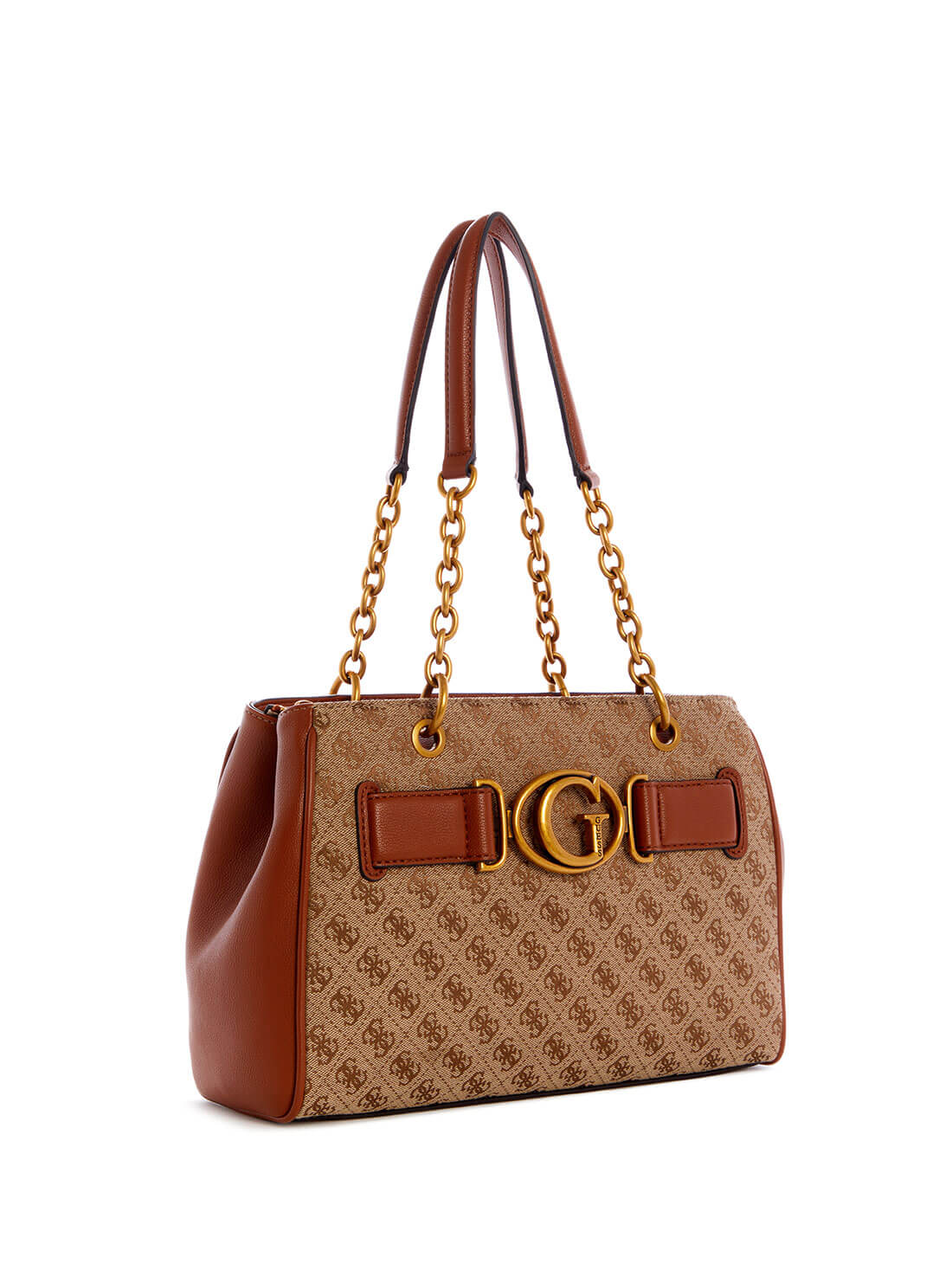 GUESS Womens  Brown Multi Aviana Luxury Satchel JB841406 Front Side View