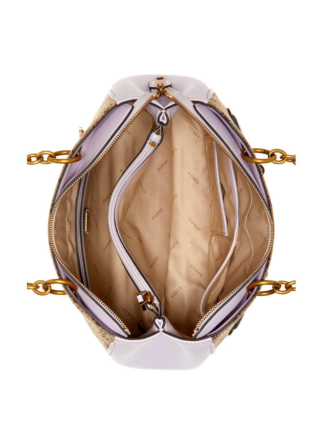 GUESS Womens  Brown Lilac Aviana Luxury Satchel JB841406 Inside View