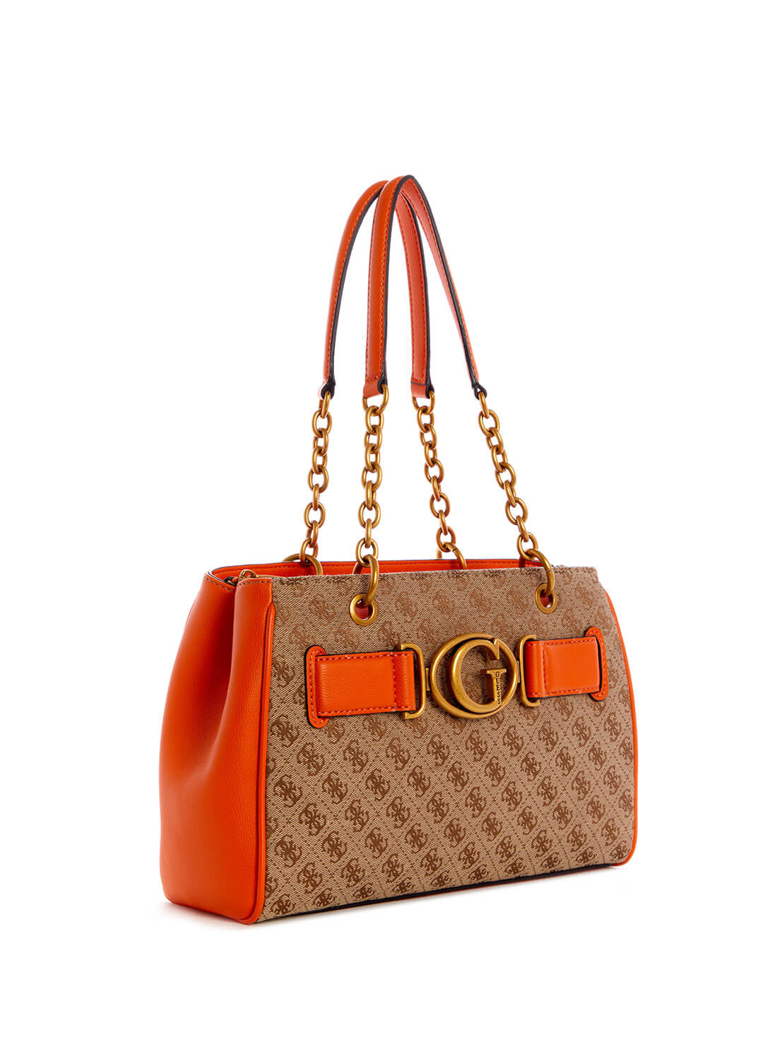 GUESS Womens  Brown Orange Aviana Luxury Satchel JB841406 Front Side View