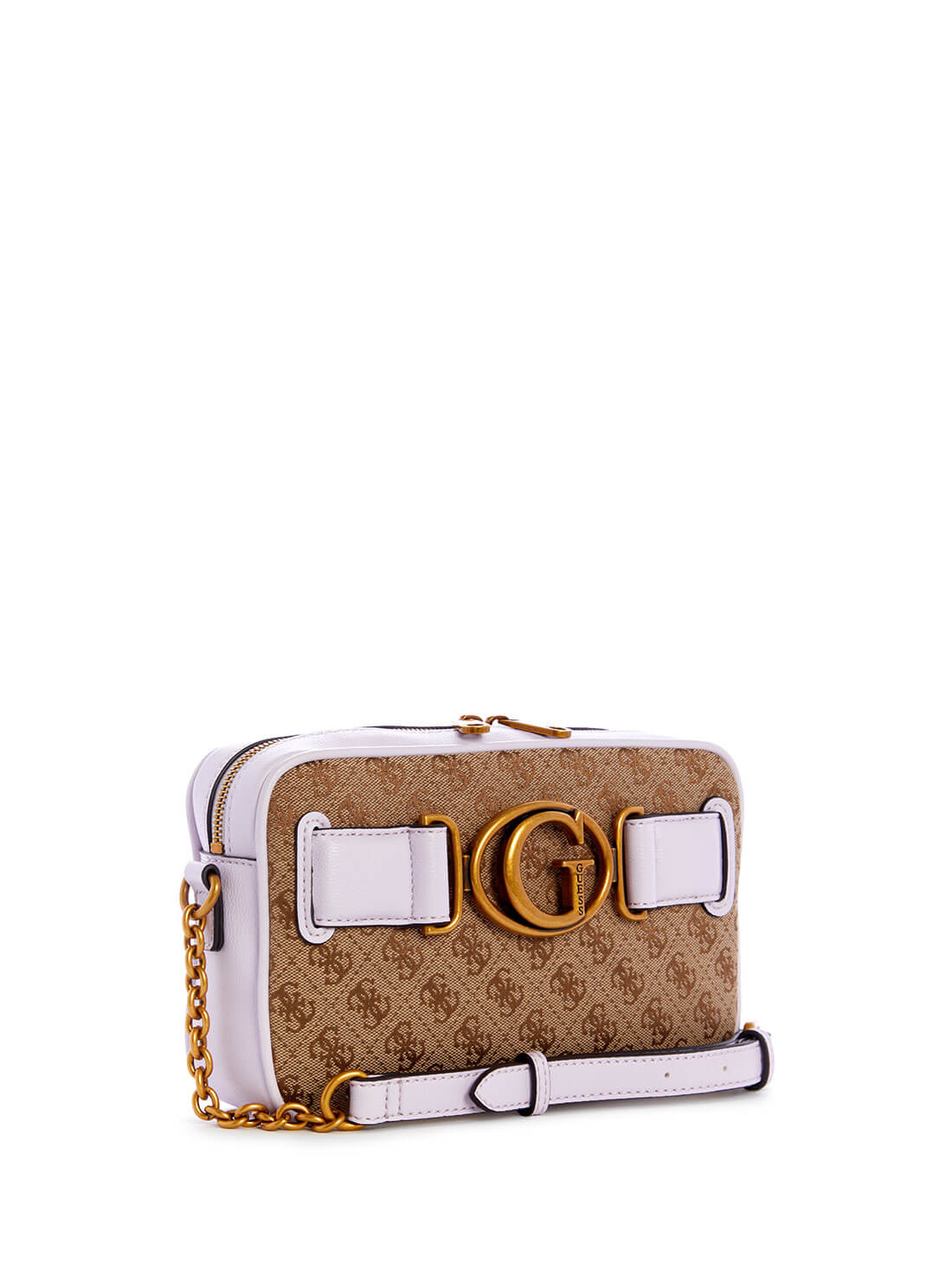 GUESS Womens  Brown Lilac Aviana Crossbody Camera Bag JB841414 Front Side View