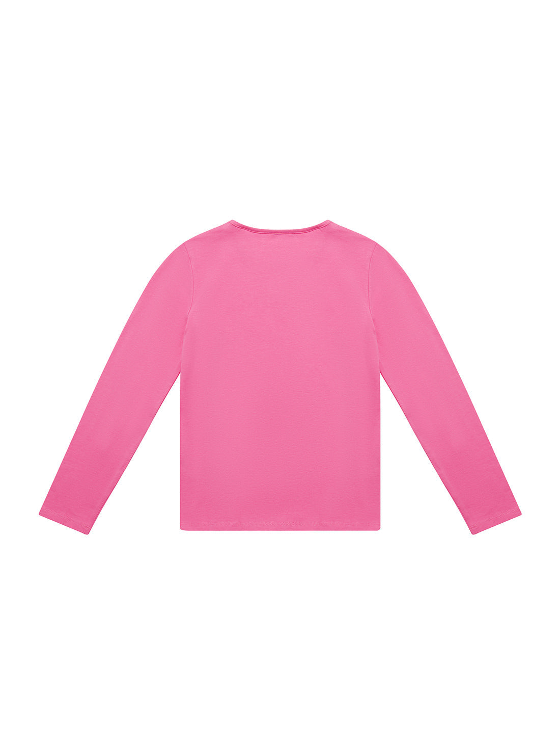 guess Logo Long Sleeve little girl pink T-Shirt back view