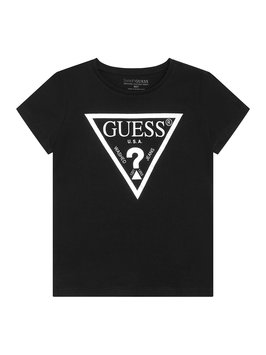 guess Sequin Black Kids T-Shirt (2-7) front view