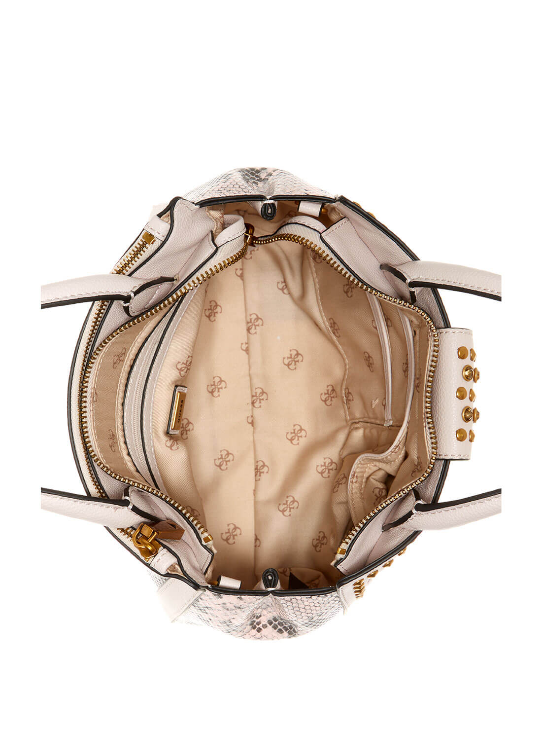 GUESS Blush Python Bling Society Womens Satchel inside view