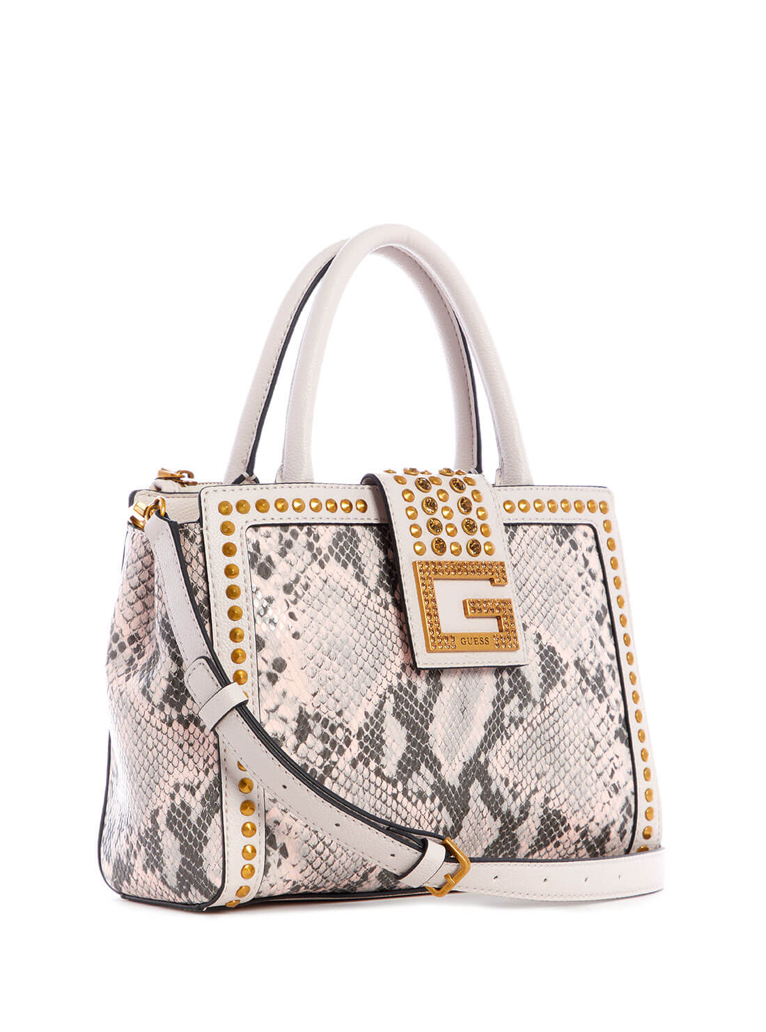 GUESS Blush Python Bling Society Womens Satchel side view