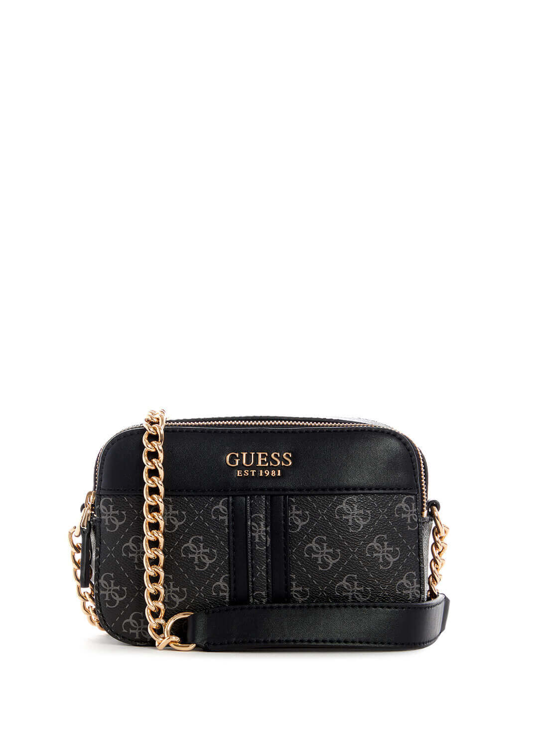 GUESS Noelle Logo Camera Black Womens Crossbody front view
