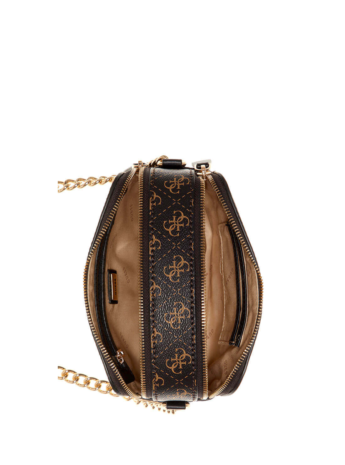 GUESS Noelle Logo Camera Brown Womens Crossbody inside view