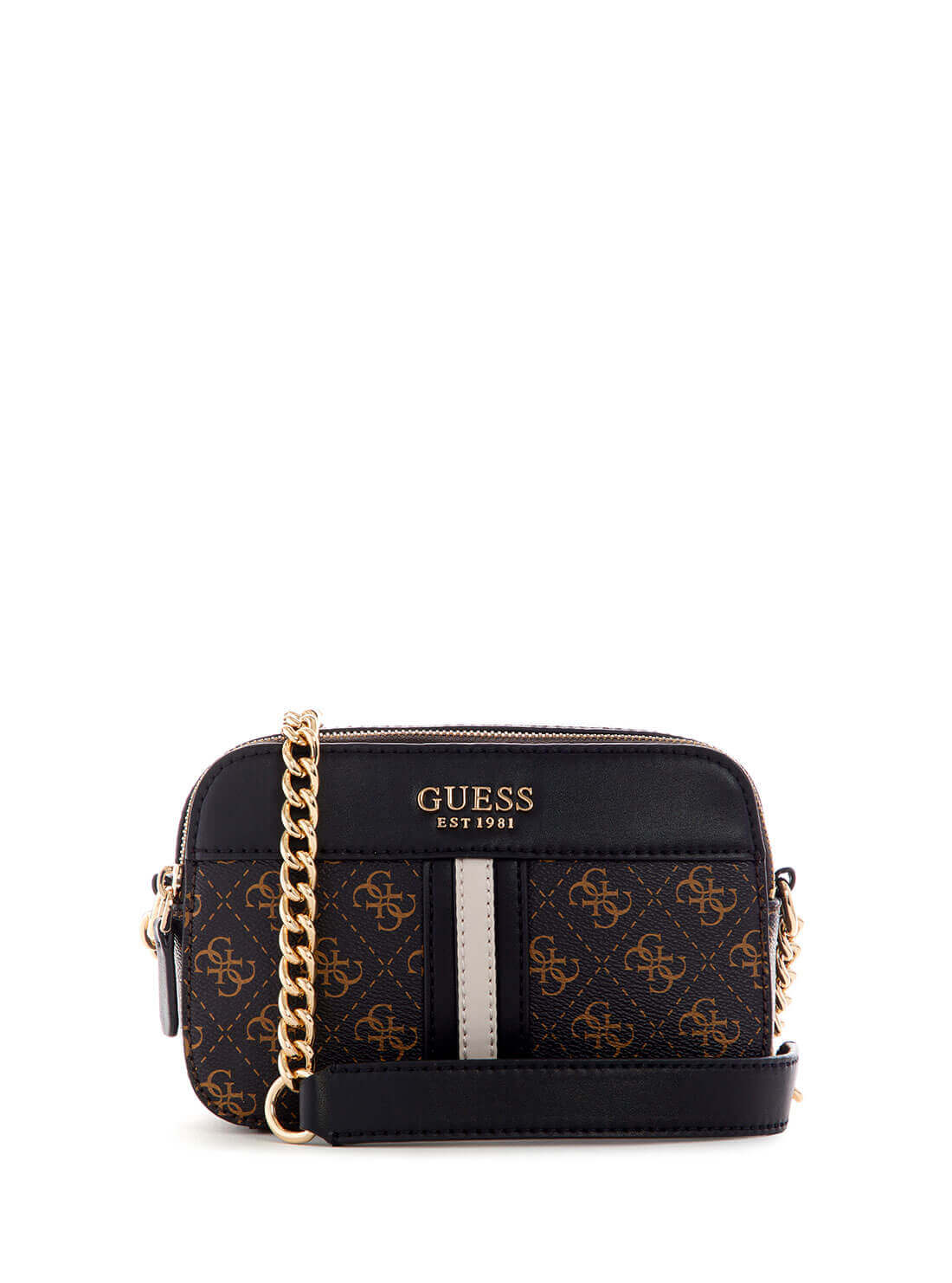 GUESS Noelle Logo Camera Brown Womens Crossbody front view