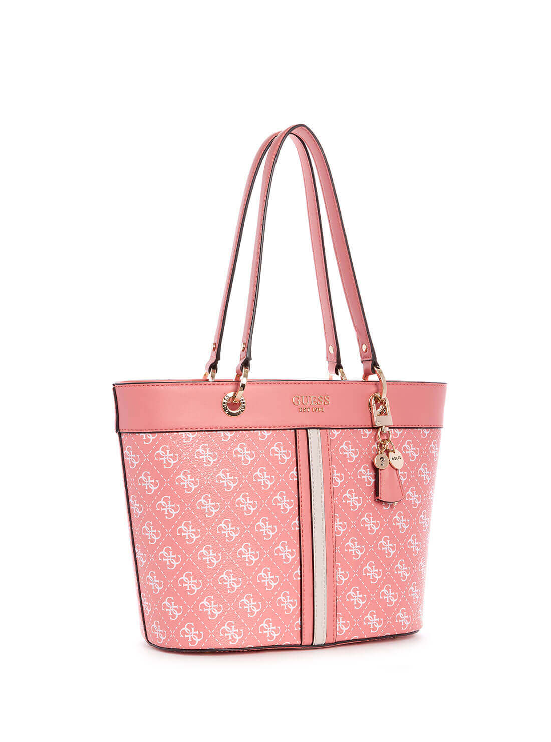 guess Logo Noelle Small Pink Womens Elite Tote side view