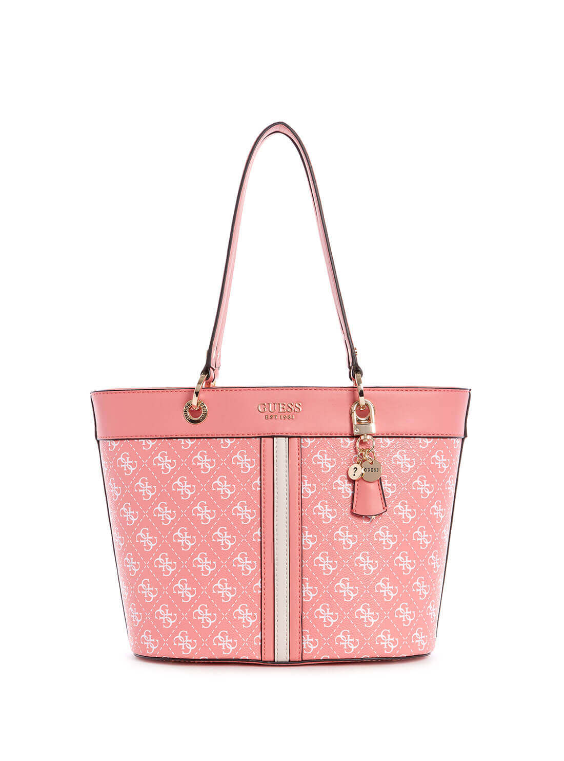 guess Logo Noelle Small Pink Womens Elite Tote front view