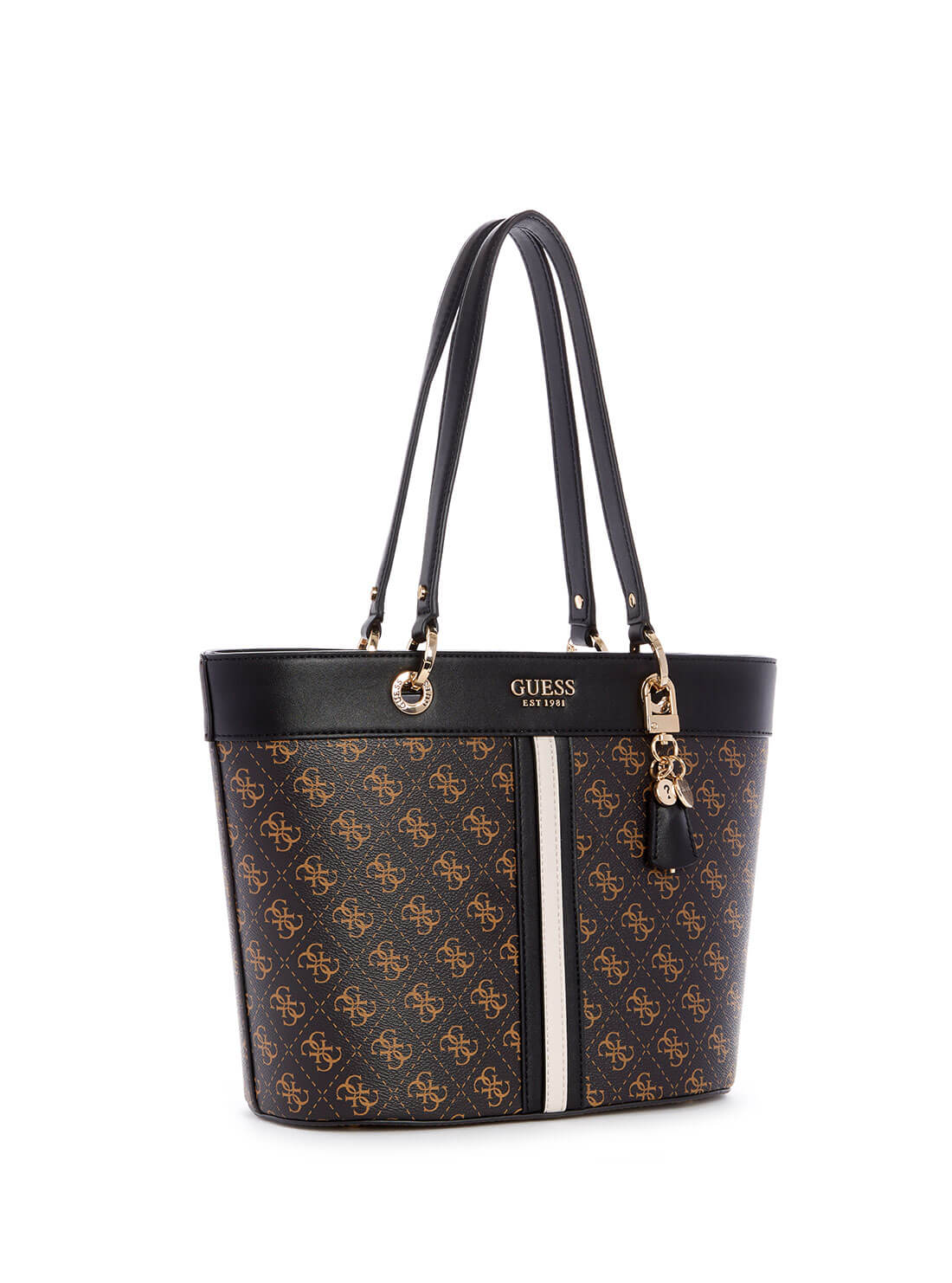 guess Logo Noelle Small Brown Womens Elite Tote side view