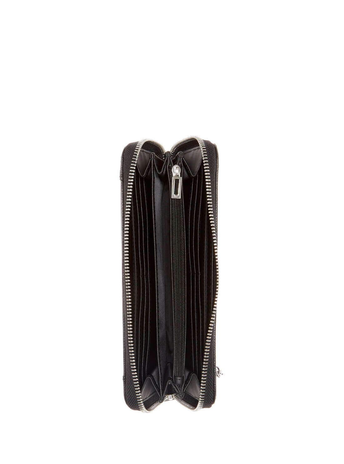 guess Patent Black Cessily Large Womens Wallet inside view
