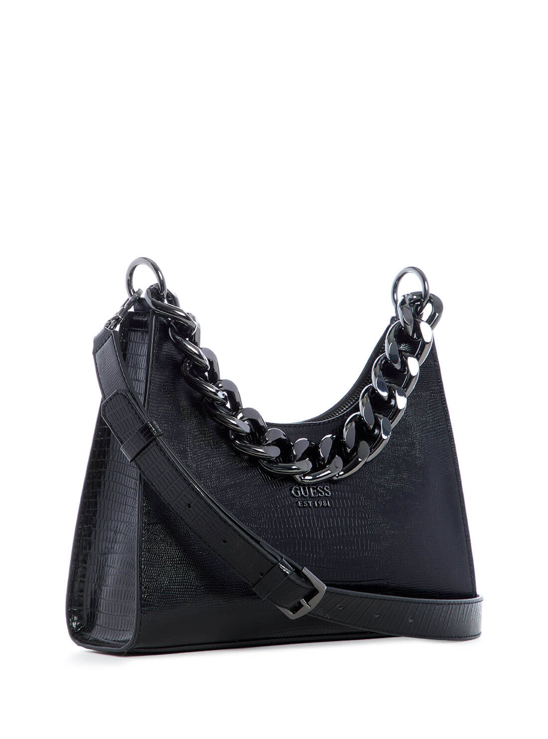 guess Black Tullia Hobo Womens Shoulder Bag side view