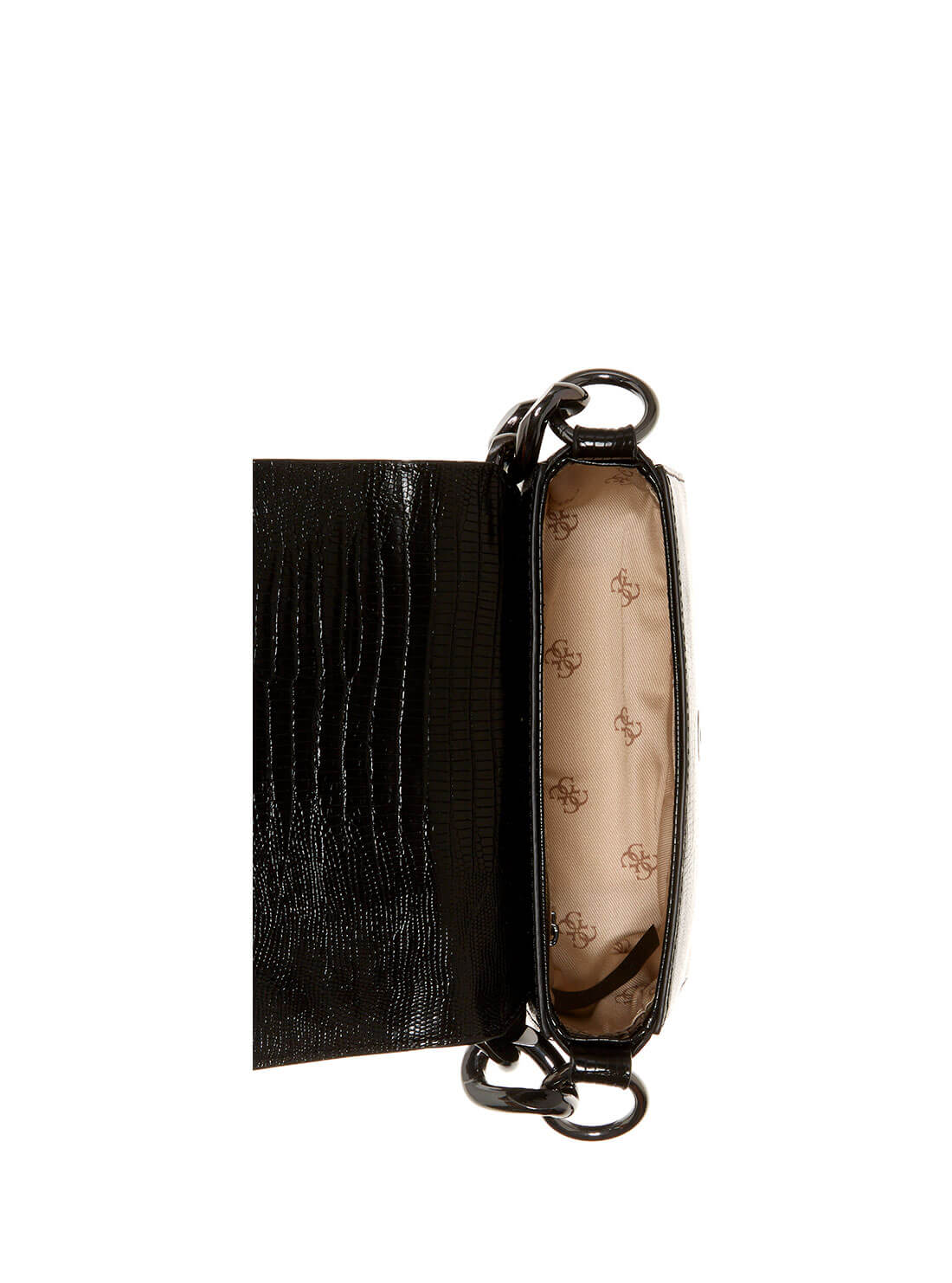 GUESS Black Croc Tullia Womens Mini Crossbody inside view