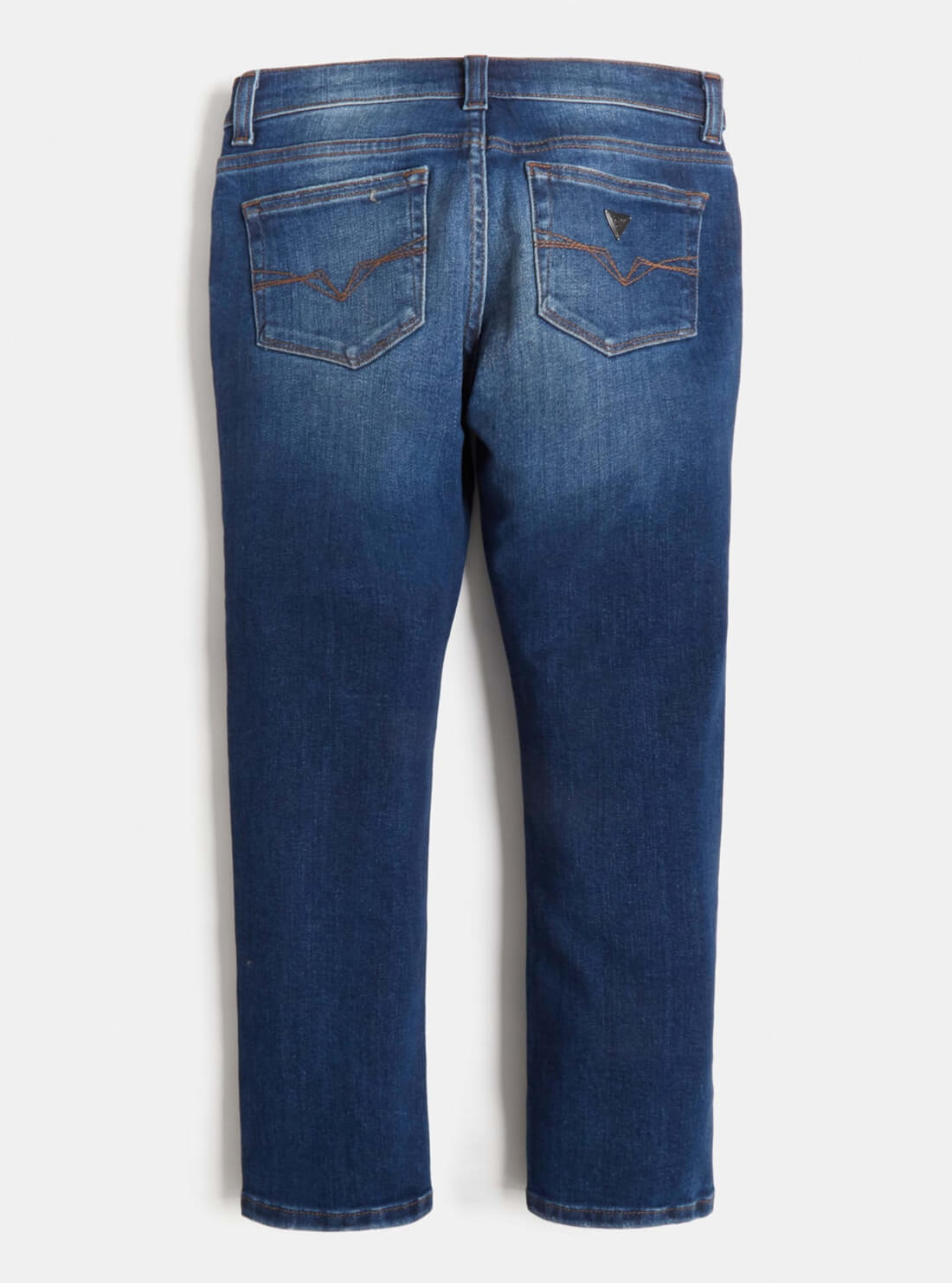 GUESS Kids Big Boy Eco Destroyed Blue Wash Slim Denim Jeans (7-16) L1BA16D4664 Back View