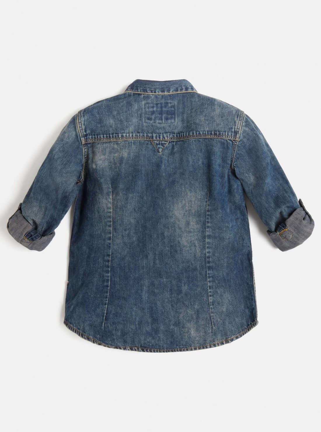 GUESS Big Boy Blue Denim Mini Me Shirt (7-16) L1BH10D14LB Back View