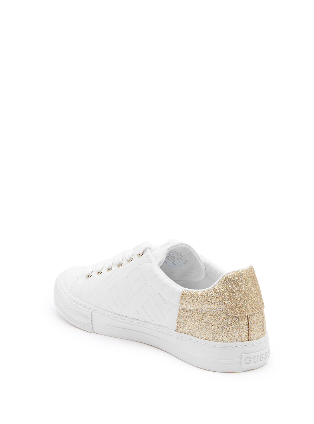 GUESS Womens White Logo Laya Low Top Sneakers LAYA-A Back View