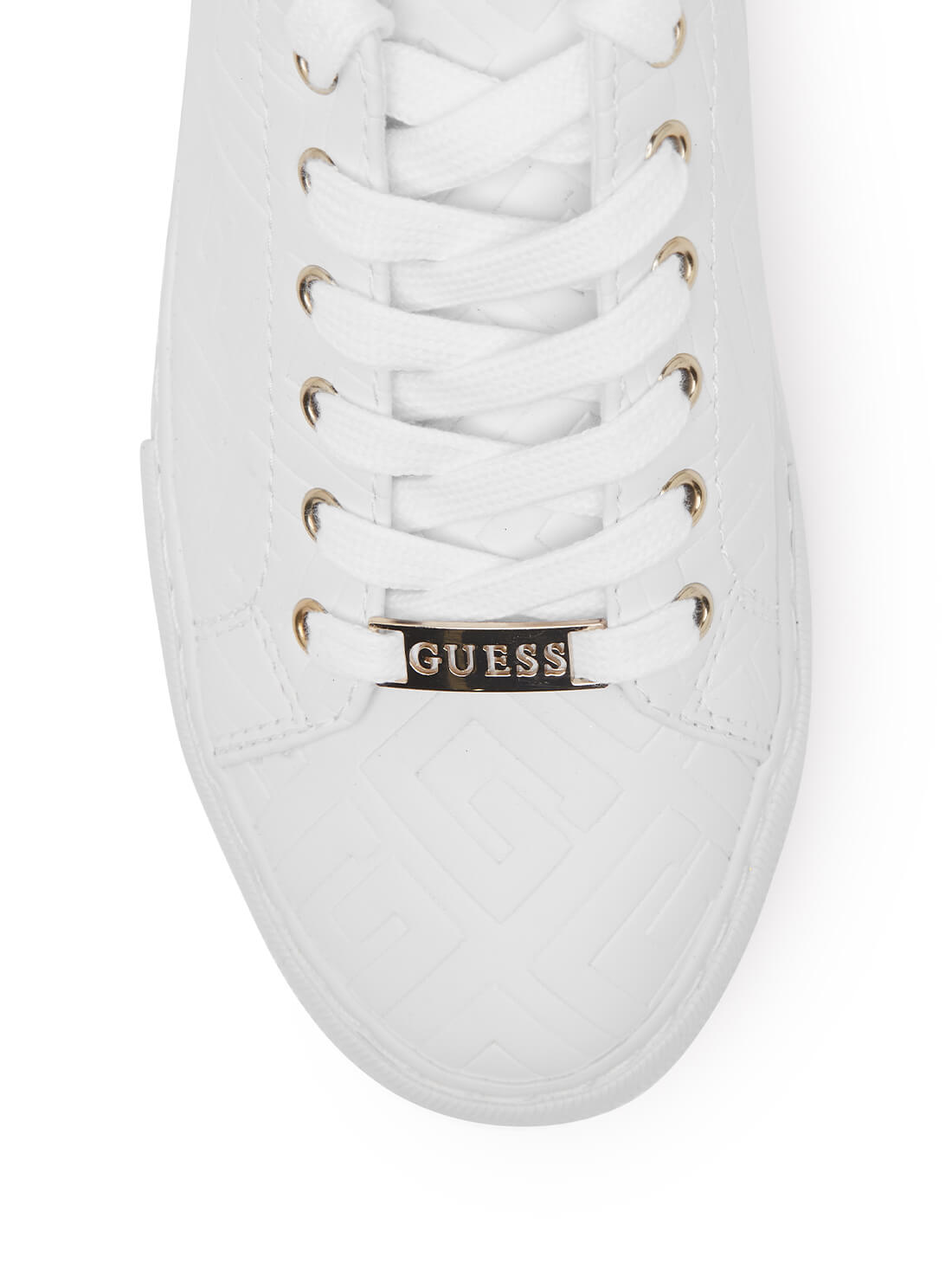 GUESS Womens White Logo Laya Low Top Sneakers LAYA-A Top View