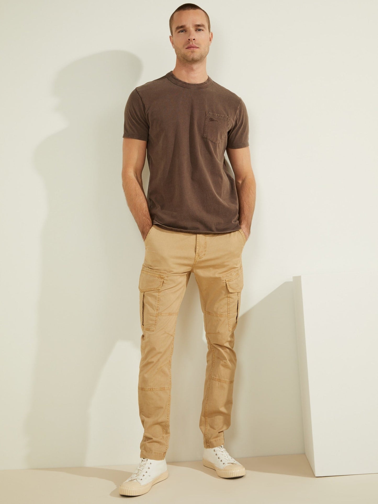 GUESS Mens Brown Sueded Jersey T-Shirt M0FP53RA260 Full View