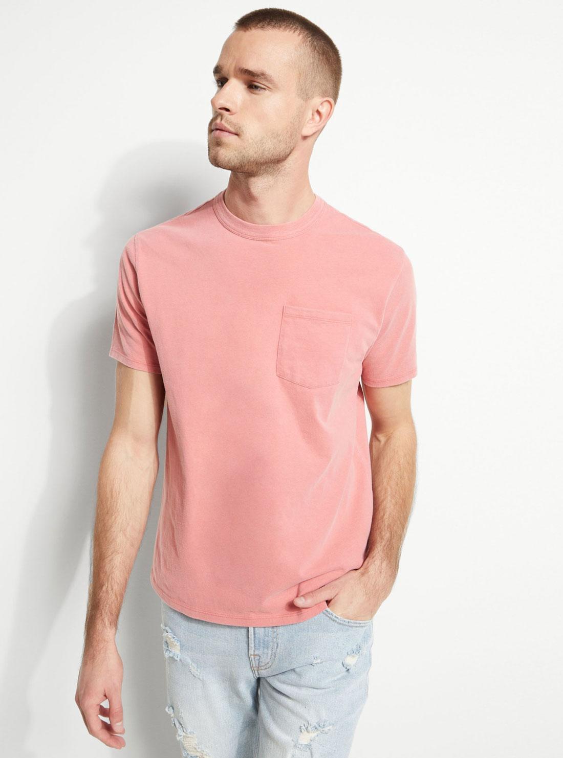 GUESS Mens Pink Sueded Jersey T-Shirt M0FP53RA260 Front View