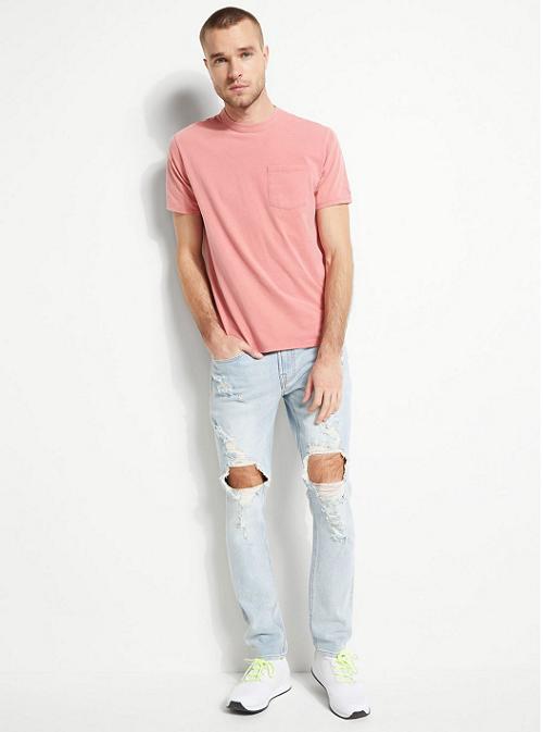 GUESS Mens Pink Sueded Jersey T-Shirt M0FP53RA260 Full View