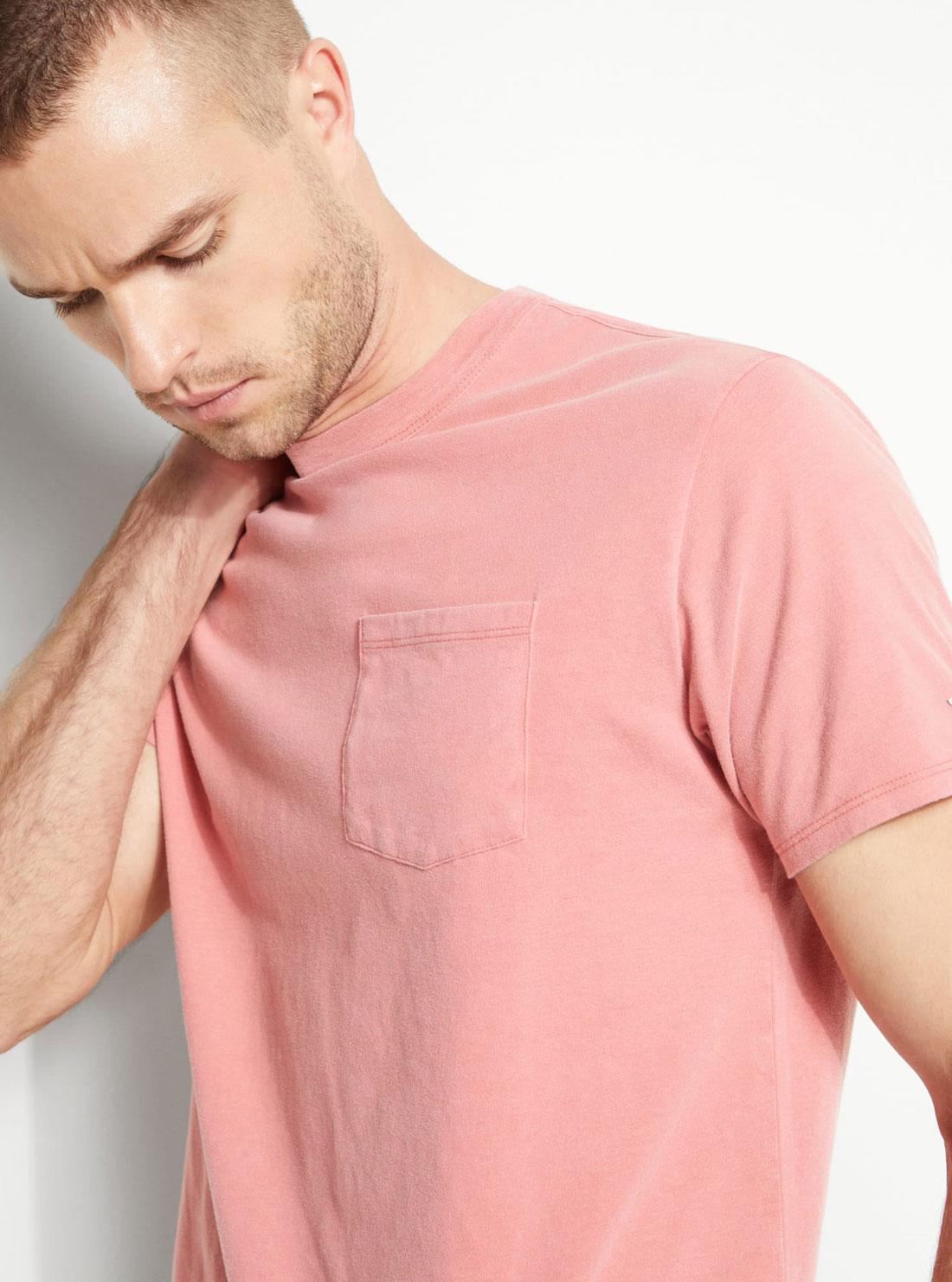 GUESS Mens Pink Sueded Jersey T-Shirt M0FP53RA260 Detail View